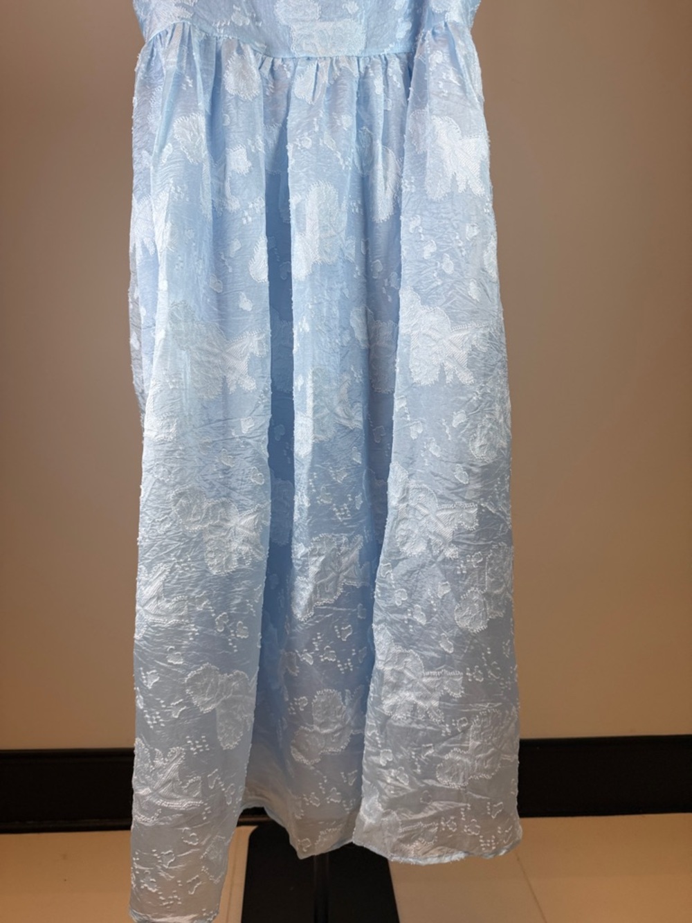 NWT - Storia Baby Blue Floral Textured Babydoll Midi Dress - Size L - Picture 4 of 7